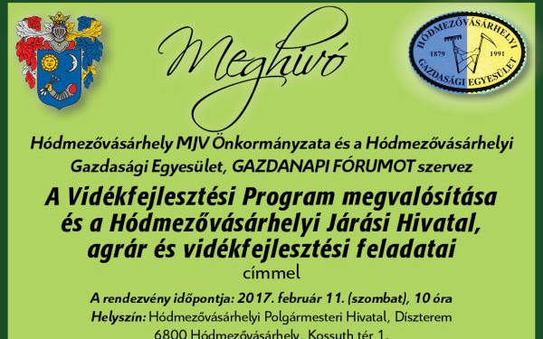 Gazdanapi fórum 2017. február 11-én Hódmezővásárhelyen