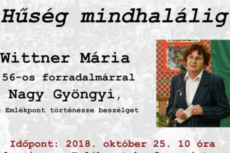 Az Emlékpont vendége lesz Wittner Mára 1956-os forradalmár