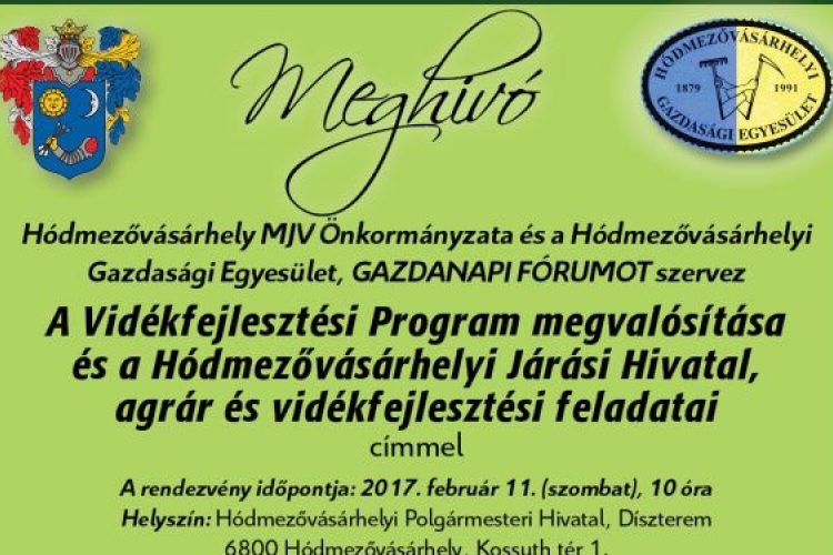 Gazdanapi fórum 2017. február 11-én Hódmezővásárhelyen