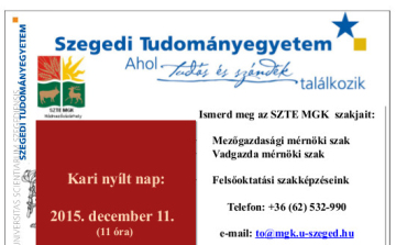 Kari nyílt Nap december 11-én a SZTE MGK karán